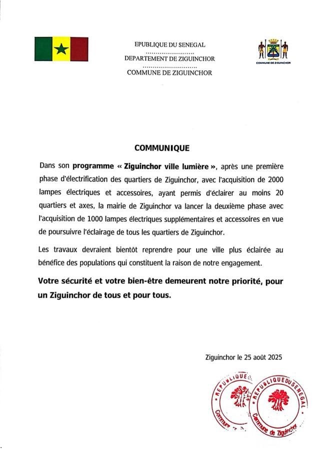 Programme Ziguinchor Ville Lumière